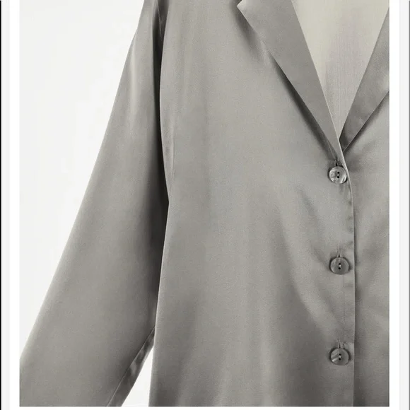 NWT Zara 100% Silk Gray Shirt - Picture 8 of 13